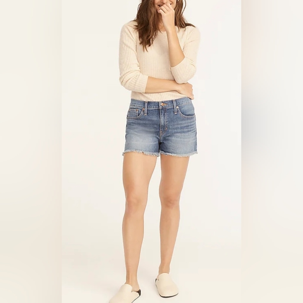 J. CREW Mid Rise Denim Short  Raw Hem Stretch 5 Pocket Women's 29